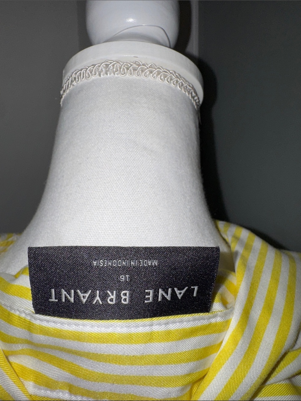 Lane Bryant Yellow Striped Shirt Tunic with Self Tie - Picture 8 of 10